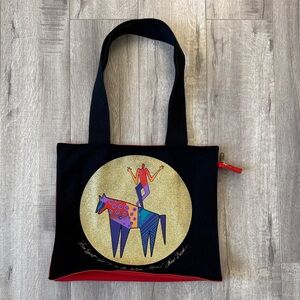 Laurel Burch Y2K Graphic Canvas Tote Bag Black Red Shoulder Bag